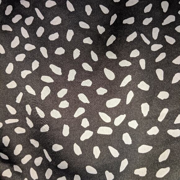 Leche Black & White Polka Dot Pattern Ruched Ruffle Trim Skirt L - Picture 9 of 15